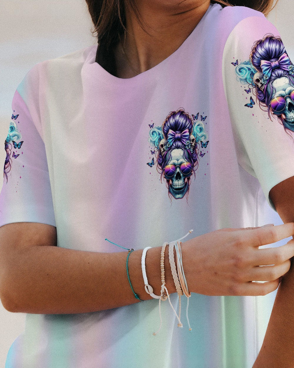 BLISSCORNERS I TRY TO AVOID DRAMA MESSY BUN SKULL ALL OVER PRINT