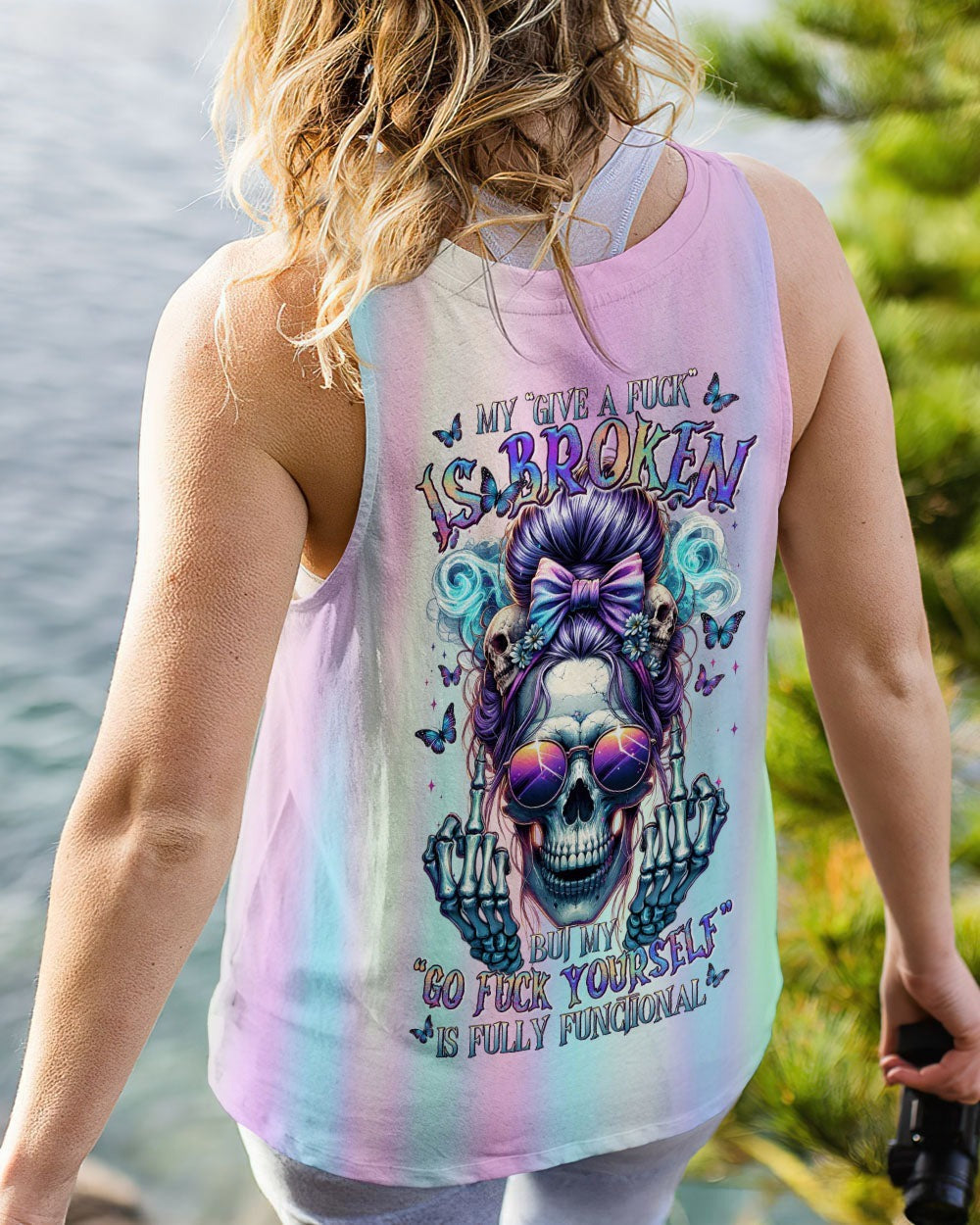 BLISSCORNERS I TRY TO AVOID DRAMA MESSY BUN SKULL ALL OVER PRINT