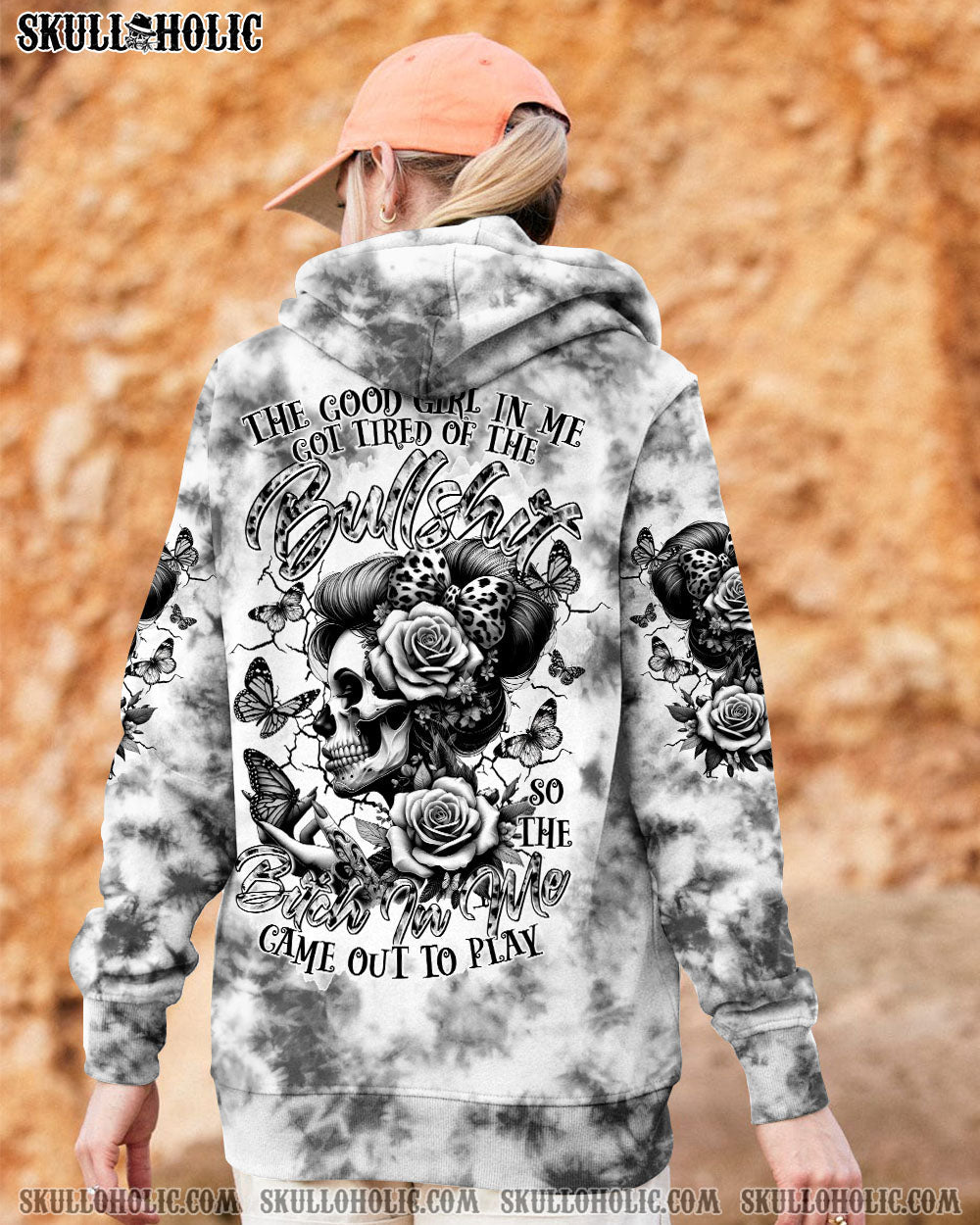 BLISSCORNERS THE GOOD GIRL IN ME SKULL LADY TIE DYE ALL OVER PRINT