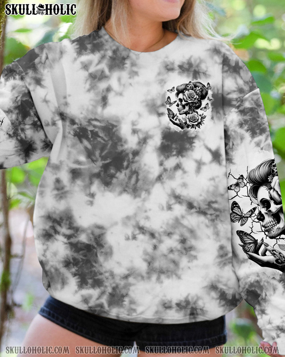 BLISSCORNERS THE GOOD GIRL IN ME SKULL LADY TIE DYE ALL OVER PRINT