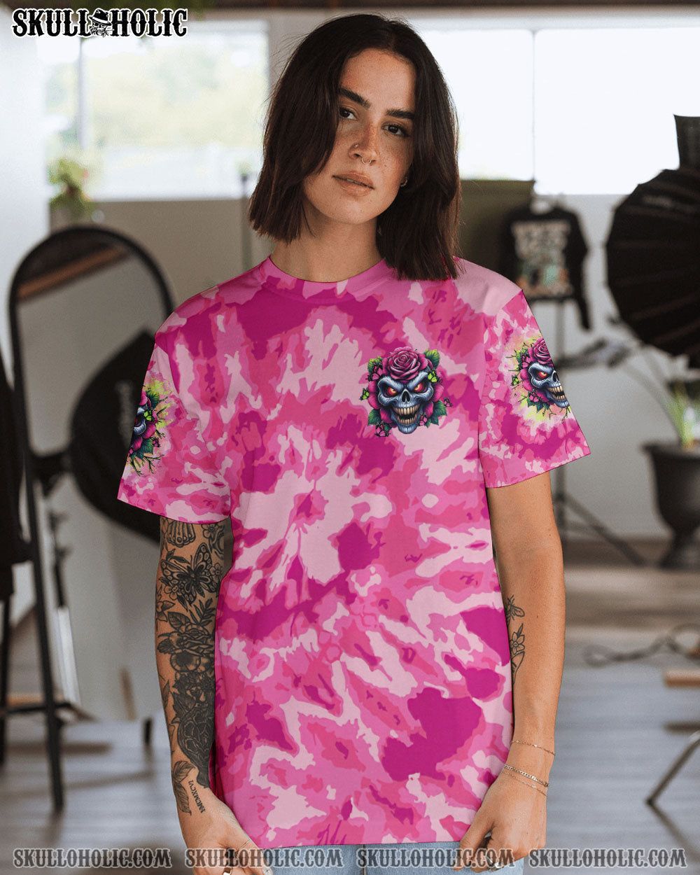 BLISSCORNERS JUDGE ME WHEN SKULL FLOWER TIE DYE ALL OVER PRINT