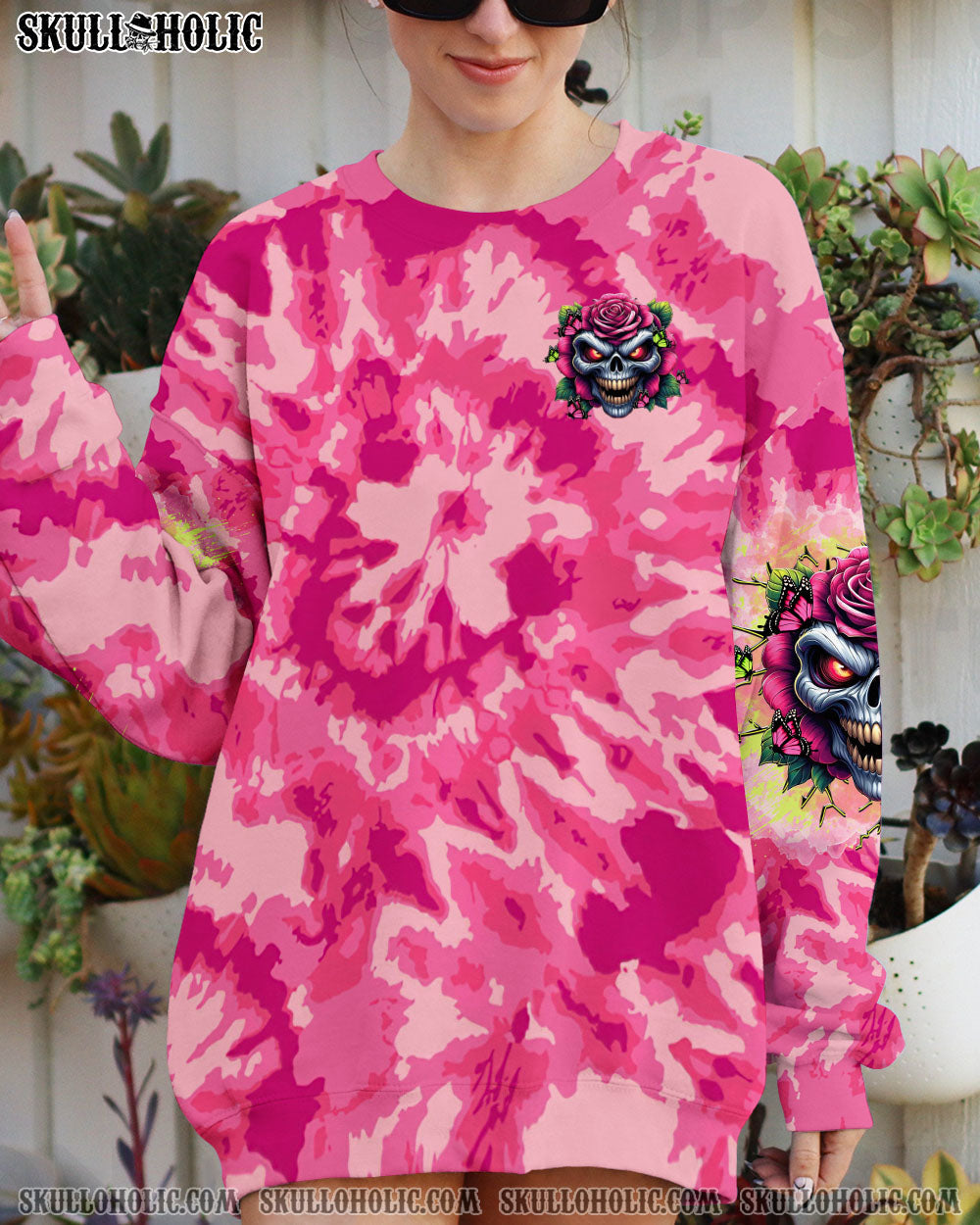 BLISSCORNERS JUDGE ME WHEN SKULL FLOWER TIE DYE ALL OVER PRINT