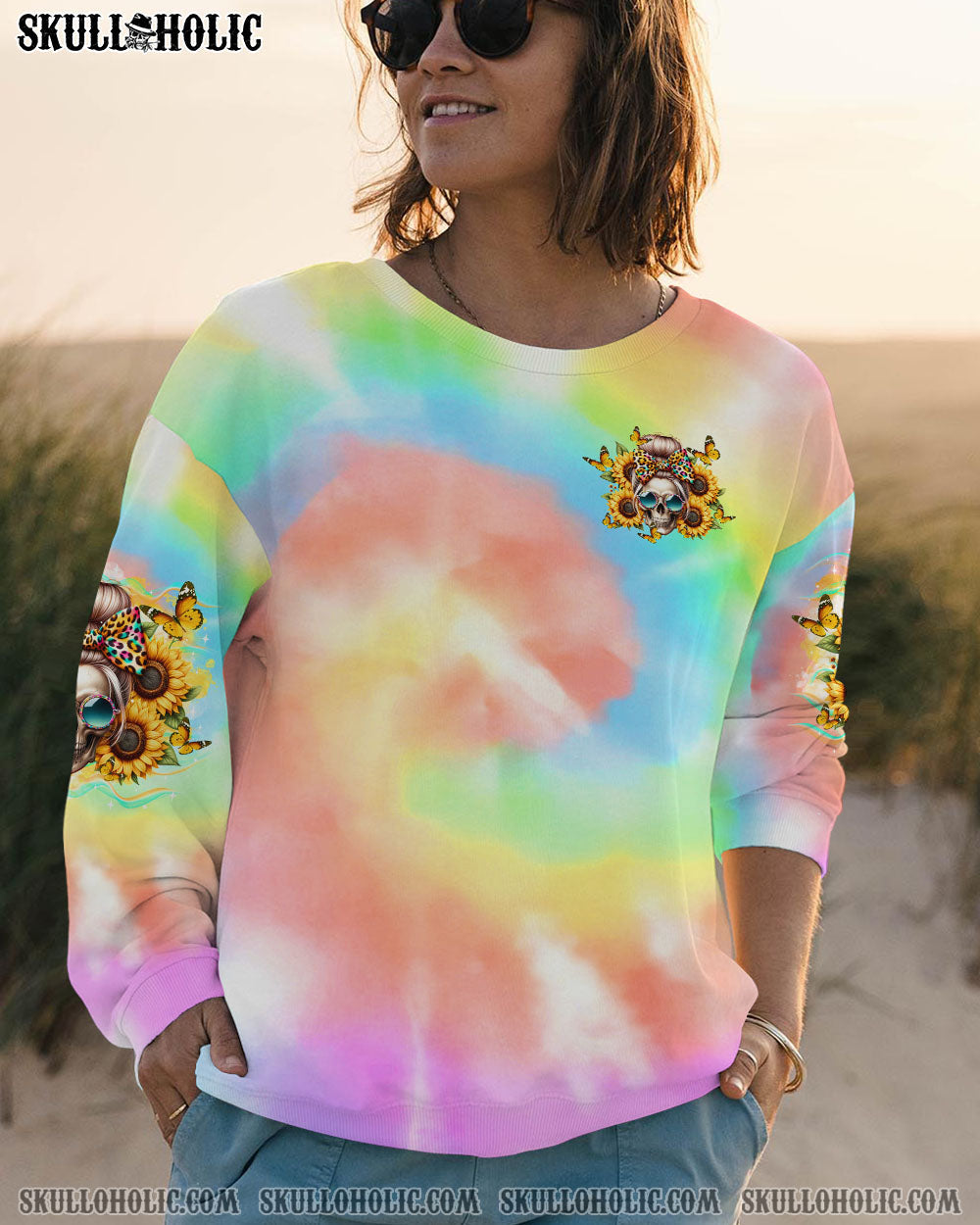 BLISSCORNERS BUT DID YOU DIE MOM LIFE SKULL MESSY BUN ALL OVER PRINT