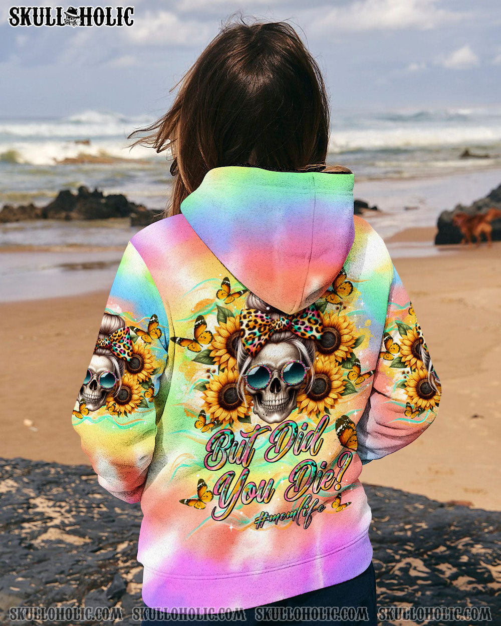 BLISSCORNERS BUT DID YOU DIE MOM LIFE SKULL MESSY BUN ALL OVER PRINT