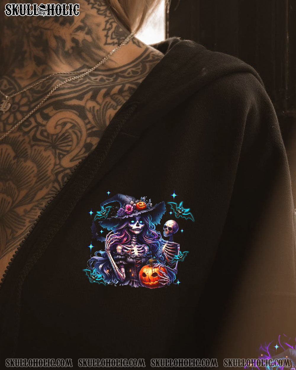 BLISSCORNERS A WEE BIT WICKED SKELETON LADY HALLOWEEN ALL OVER PRINT