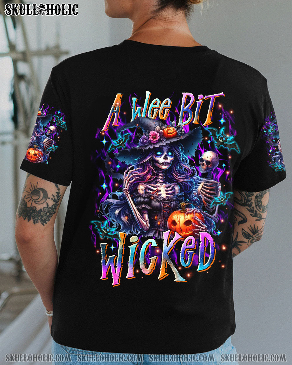 BLISSCORNERS A WEE BIT WICKED SKELETON LADY HALLOWEEN ALL OVER PRINT