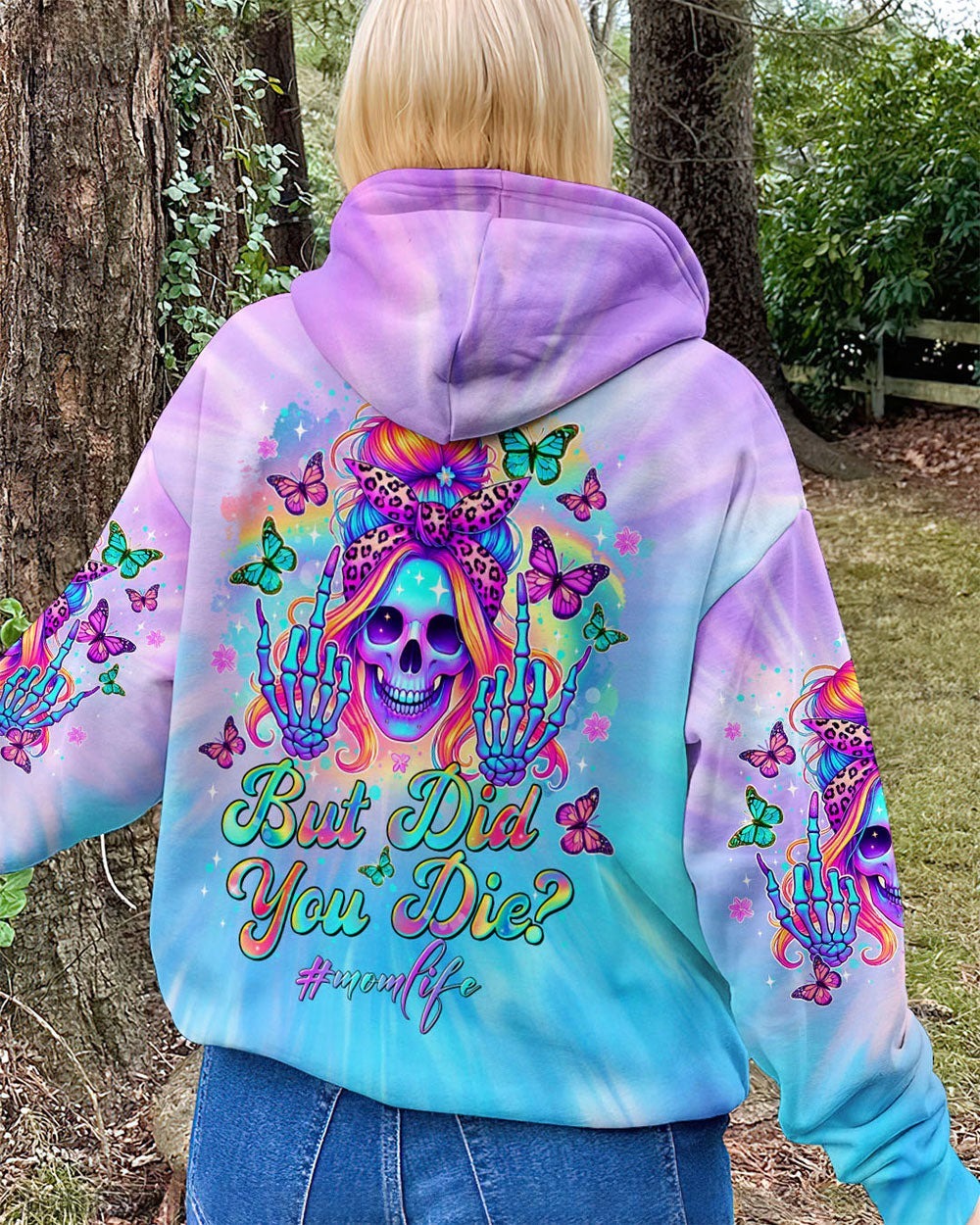 BLISSCORNERS BUT DID YOU DIE MOM LIFE MESSY BUN SKULL ALL OVER PRINT