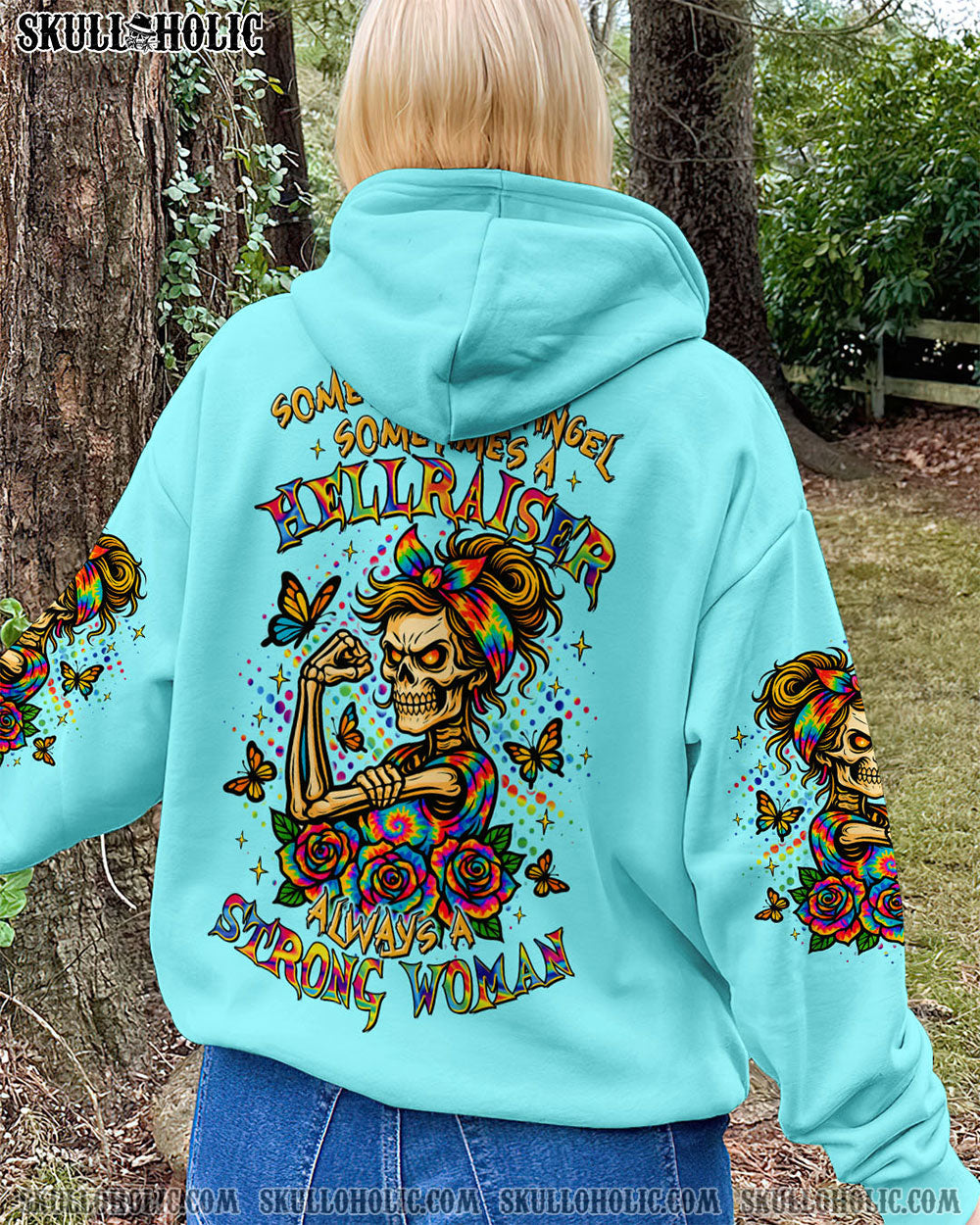 BLISSCORNERS I DO WHAT I WANT MESSY BUN SKULL TIE DYE ALL OVER PRINT