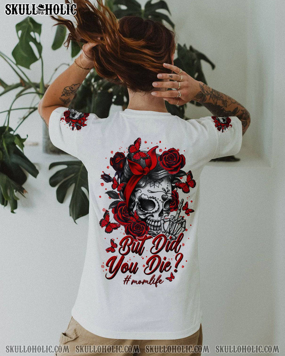 BLISSCORNERS BUT DID YOU DIE MESSY BUN SKULL ALL OVER PRINT
