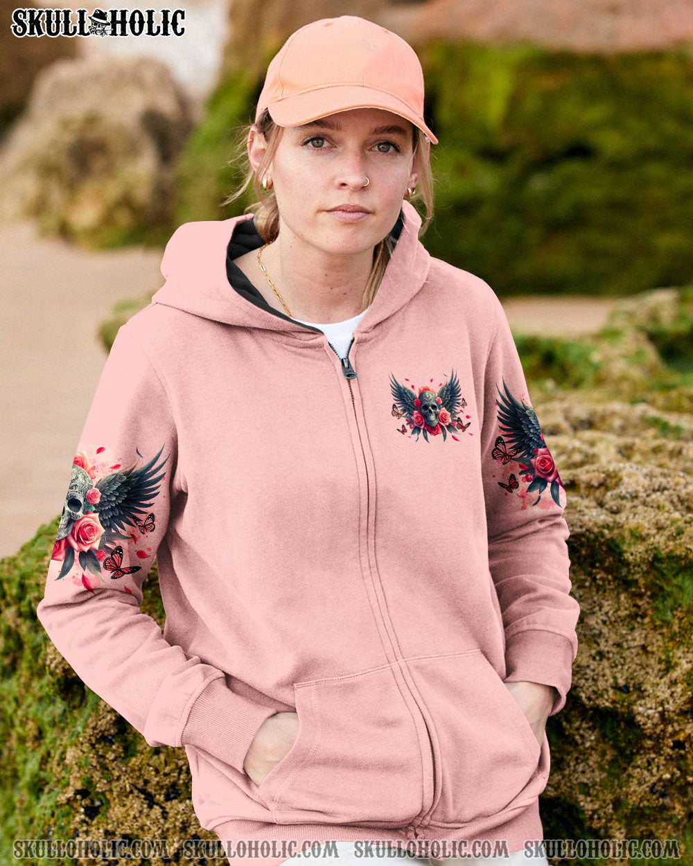 BLISSCORNERS ALWAYS A STRONG WOMAN SKULL WINGS ALL OVER PRINT