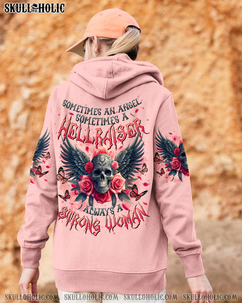 BLISSCORNERS ALWAYS A STRONG WOMAN SKULL WINGS ALL OVER PRINT
