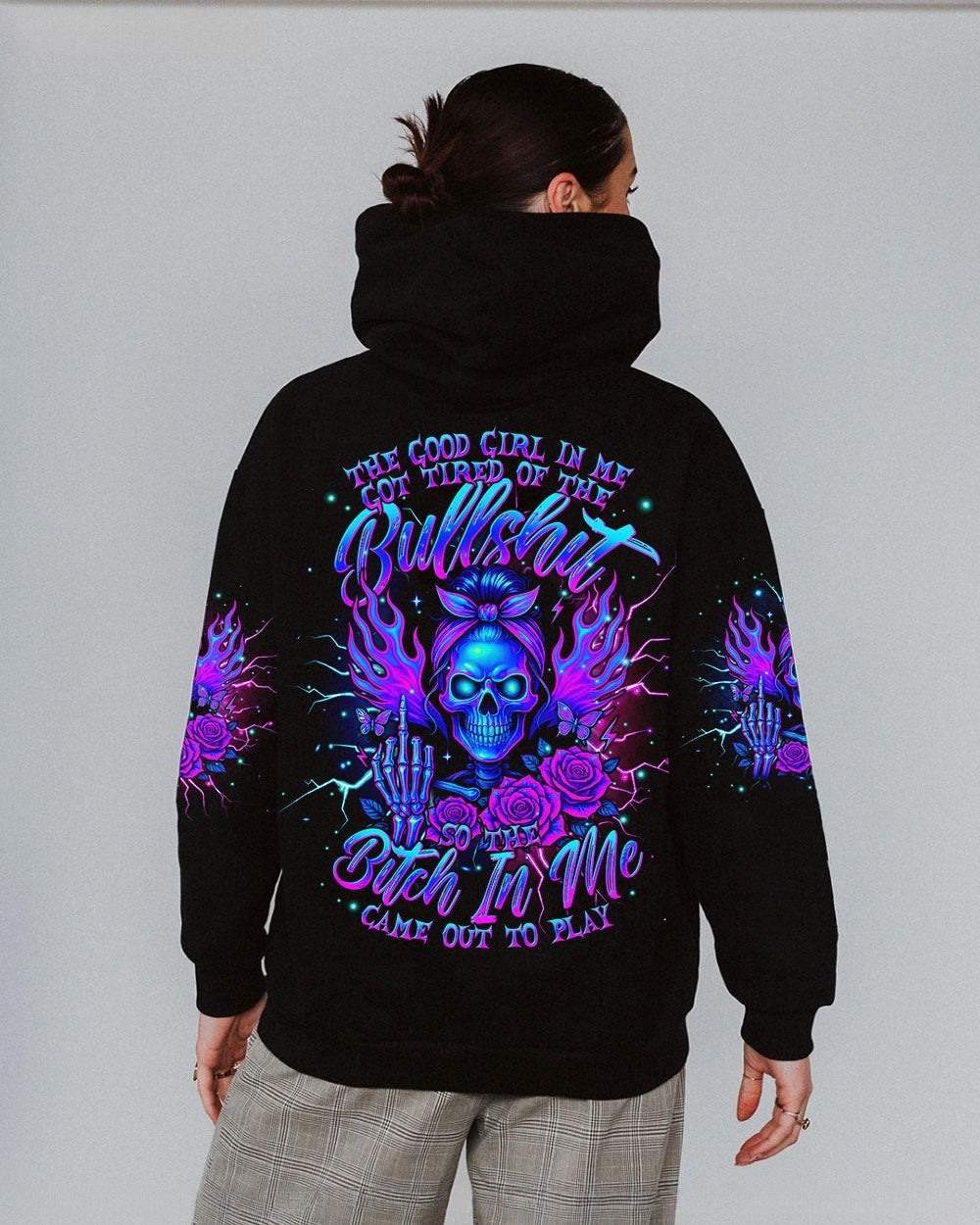 BLISSCORNERS FRESH OUT OF F MESSY BUN SKULL ALL OVER PRINT