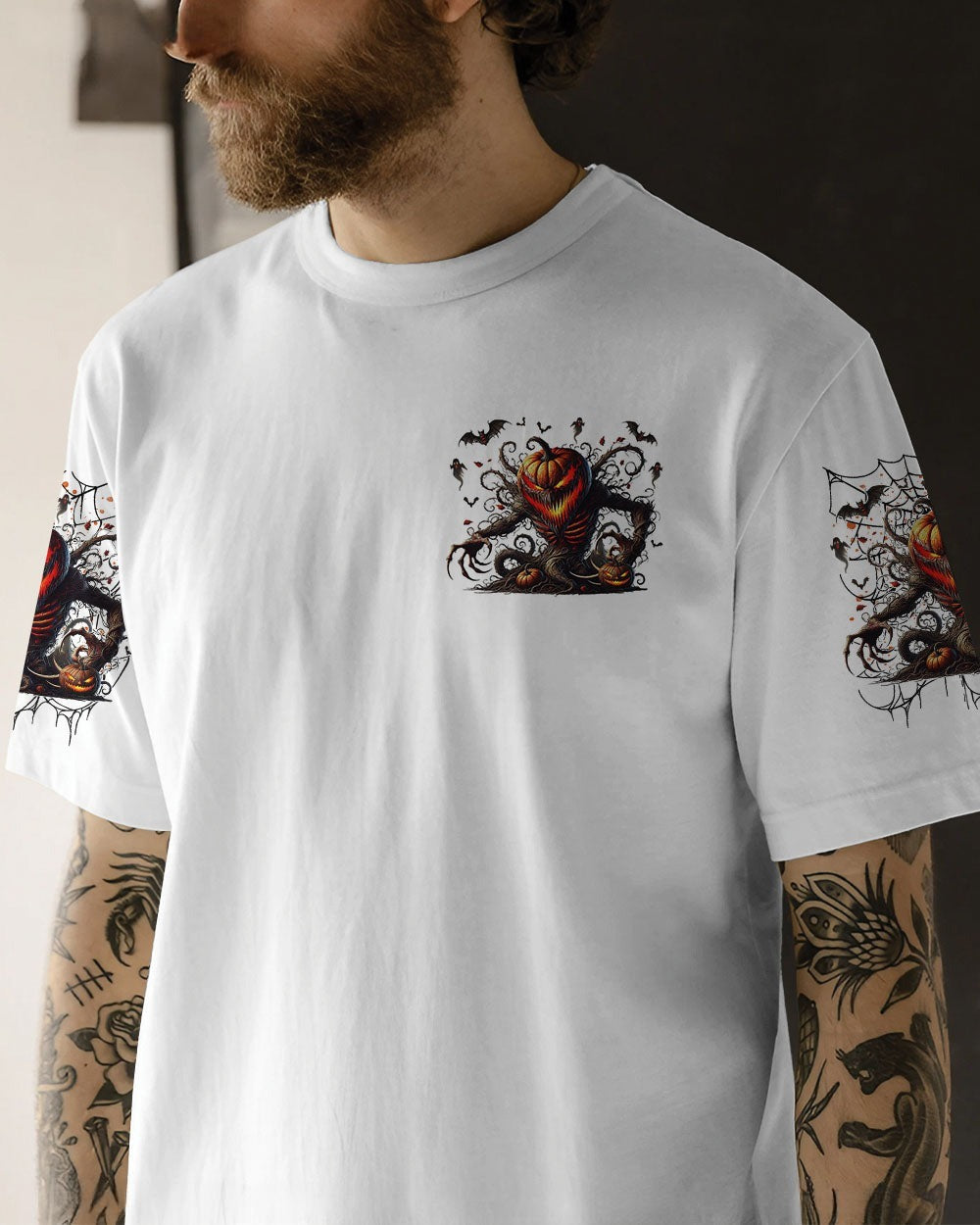 BLISSCORNERS I'M NEVER ALONE SKULL DEMON SKULL PUMPKIN HALLOWEEN ALL OVER PRINT