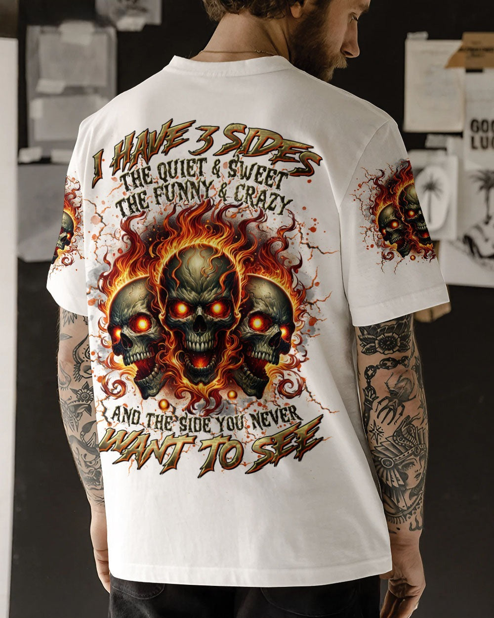 BLISSCORNERS I HAVE 3 SIDES 3 SKULLS REAPER ALL OVER PRINT