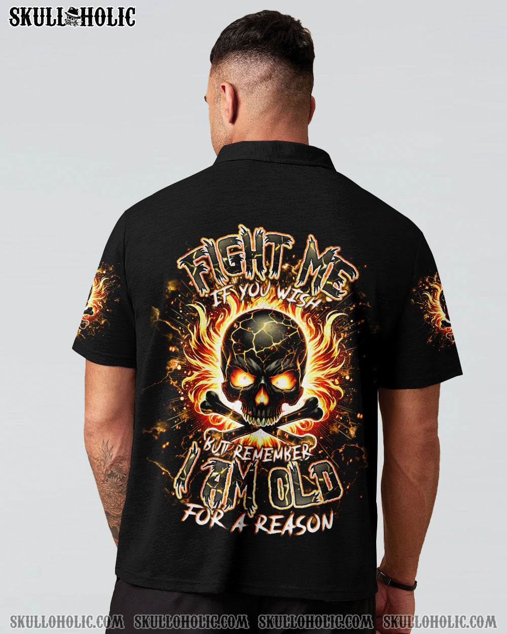 BLISSCORNERS FIGHT ME IF YOU WISH FIRE BONES SKULL ALL OVER PRINT