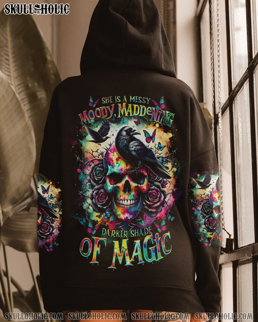 BLISSCORNERS AND I WAS IN THE DARKNESS SKULL RAVEN ALL OVER PRINT