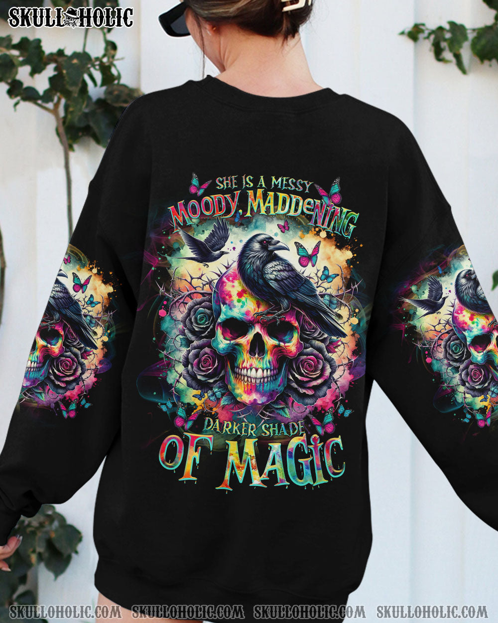 BLISSCORNERS AND I WAS IN THE DARKNESS SKULL RAVEN ALL OVER PRINT