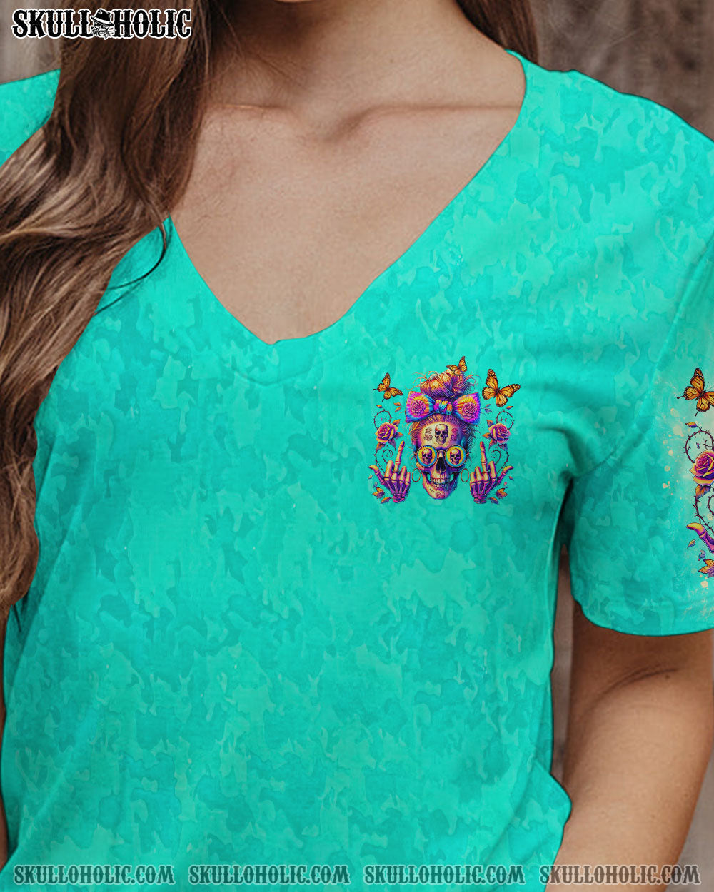 BLISSCORNERS I'M NOT THE SWEET GIRL NEXT DOOR MESSY BUN SKULL ALL OVER PRINT