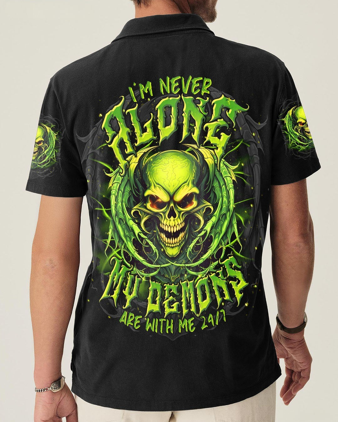 BLISSCORNERS I'M NEVER ALONE SKULL DEMON ALL OVER PRINT