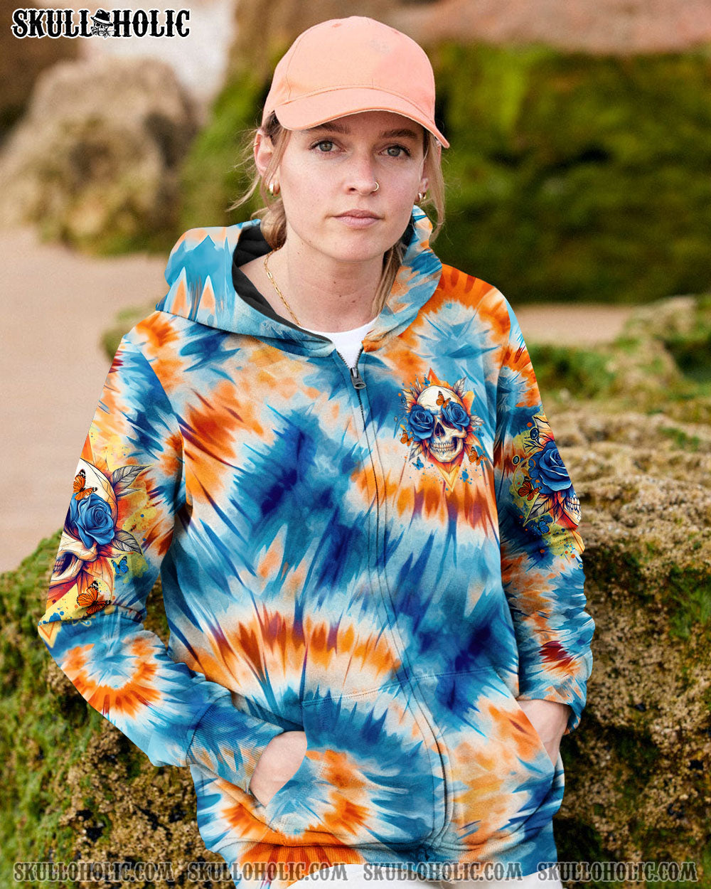 BLISSCORNERS DON'T TRY TO FIGURE ME OUT SKULL FLOWER TIE DYE ALL OVER PRINT - TLTR1911241