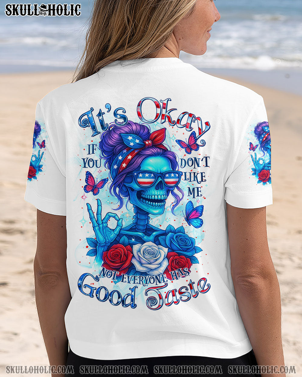 BLISSCORNERS THE GOOD GIRL IN ME SKELETON MESSY BUN ALL OVER PRINT
