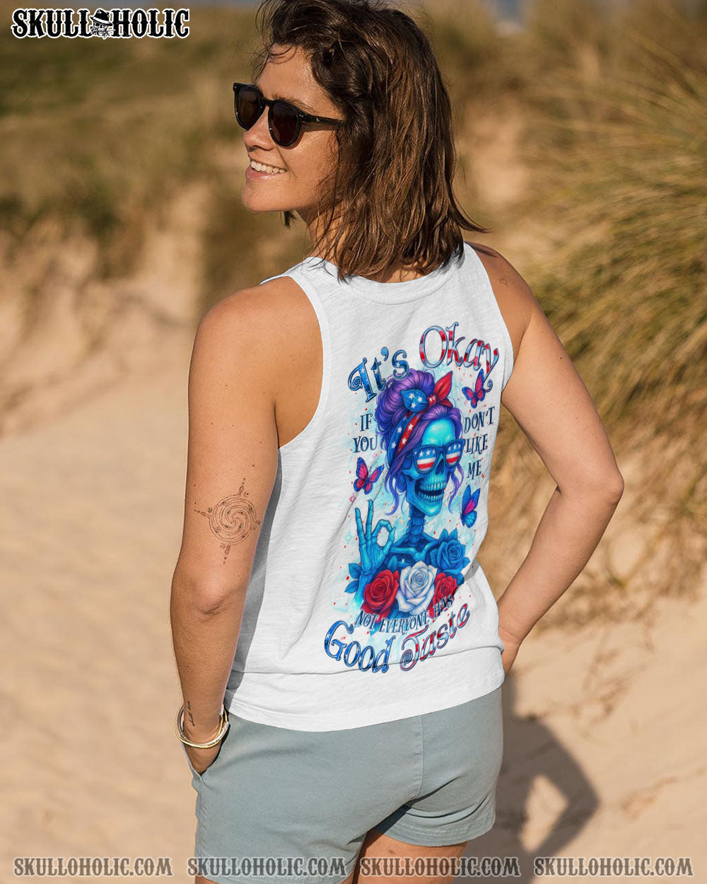 BLISSCORNERS THE GOOD GIRL IN ME SKELETON MESSY BUN ALL OVER PRINT