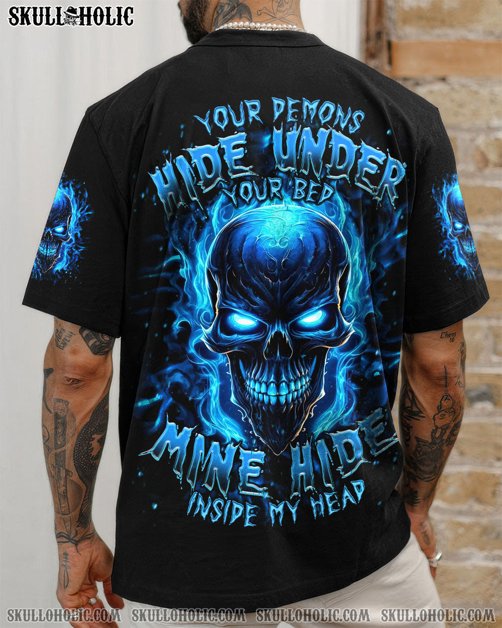 BLISSCORNERS YOUR DEMONS HIDE UNDER YOUR BED SKULL ALL OVER PRINT