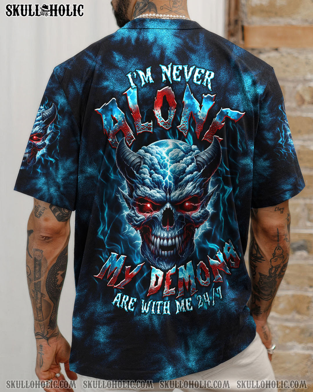 BLISSCORNERS I'M NEVER ALONE SKULL DEMON TIE DYE ALL OVER PRINT