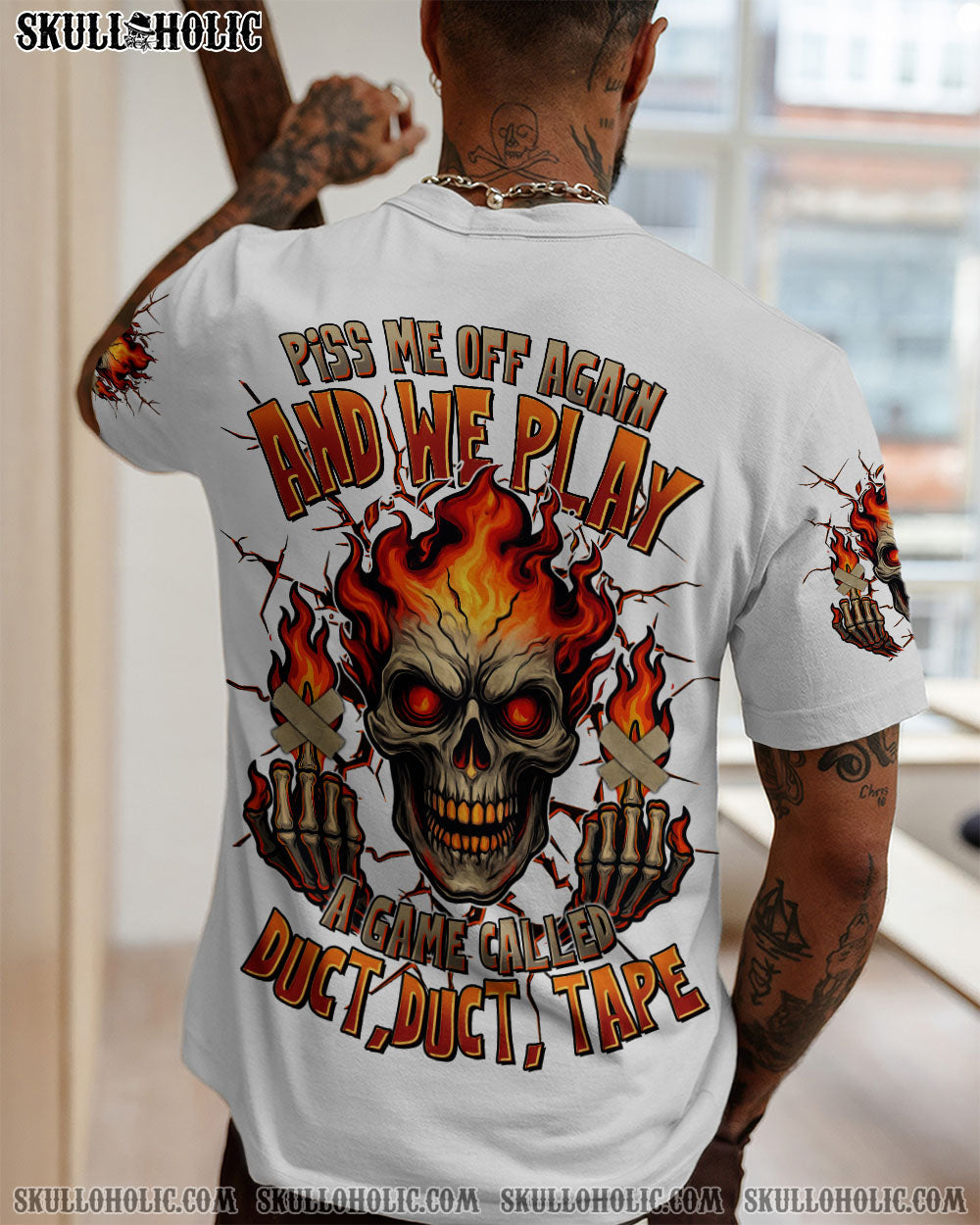 BLISSCORNERS PISS ME OFF AGAIN FIRE SKULL ALL OVER PRINT
