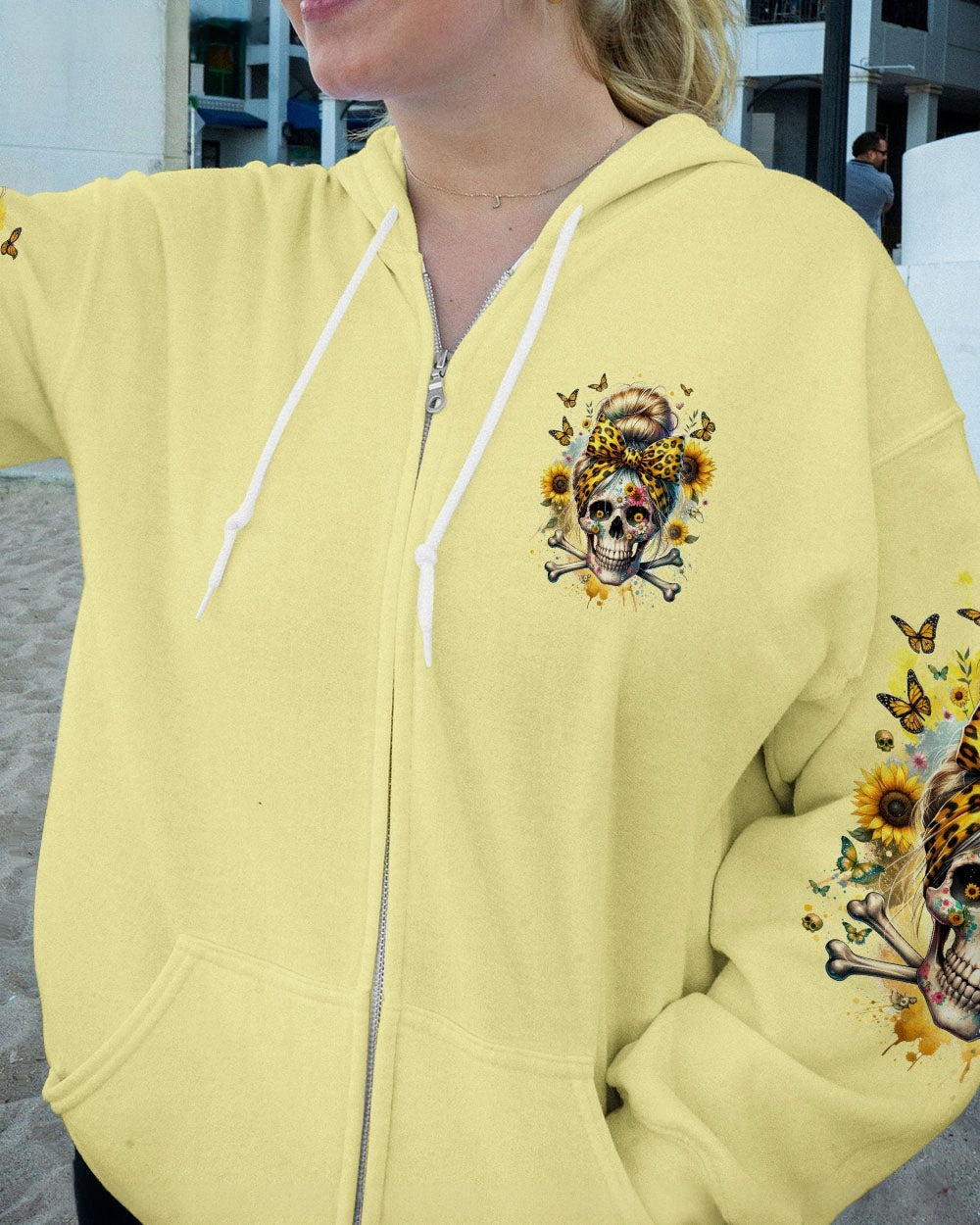 BLISSCORNERS LOVES SKULLS AND HAS TATTOOS MESSY BUN ALL OVER PRINT