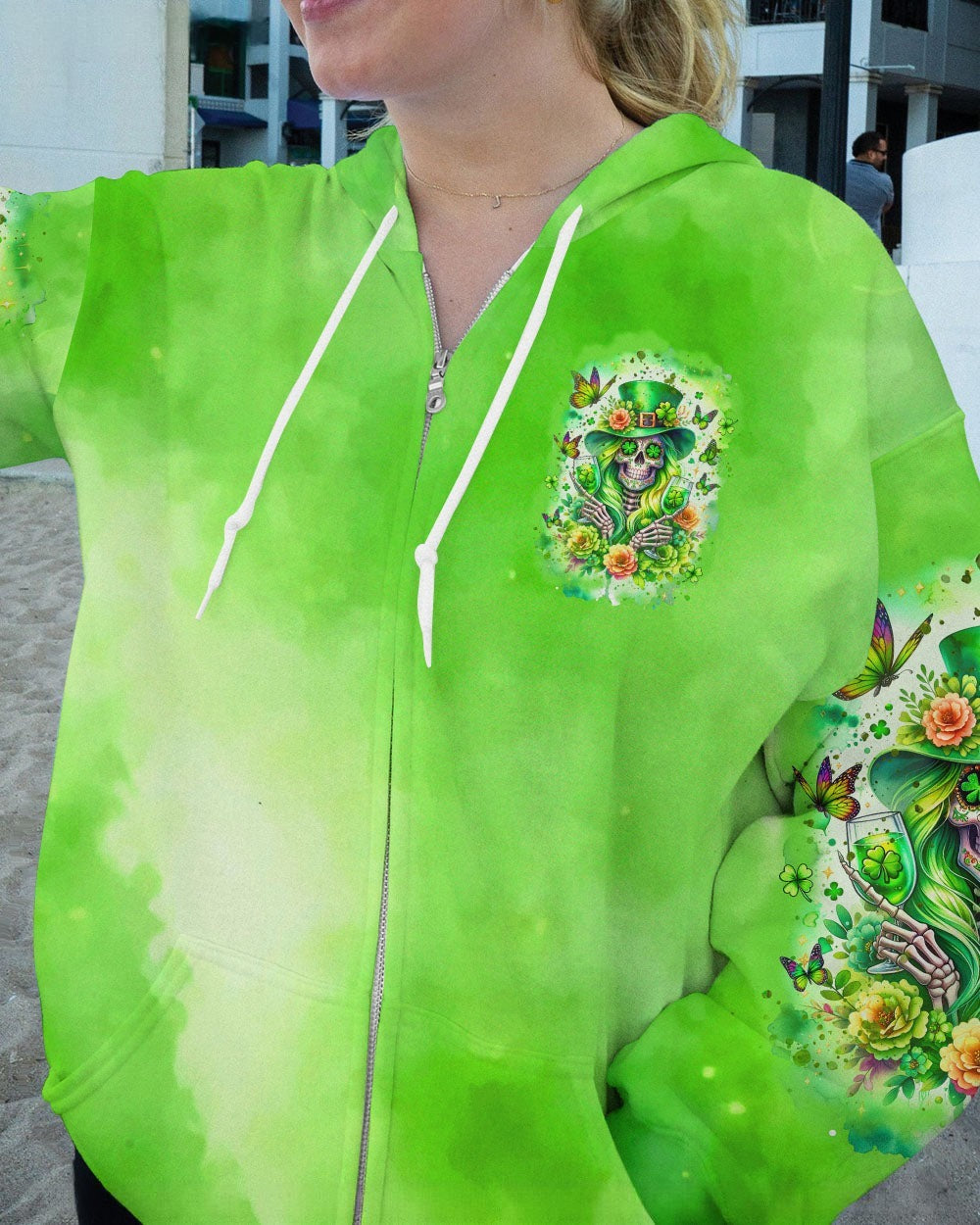 BLISSCORNERS A WEE BIT IRISH TODAY SKULL LADY PATRICK'S DAY ALL OVER PRINT