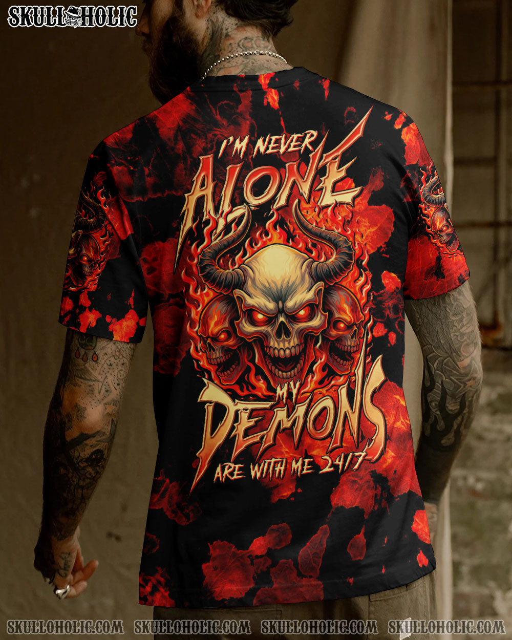 BLISSCORNERS I'M NEVER ALONE MY DEMONS ARE WITH ME 24/7 TIE DYE ALL OVER PRINT