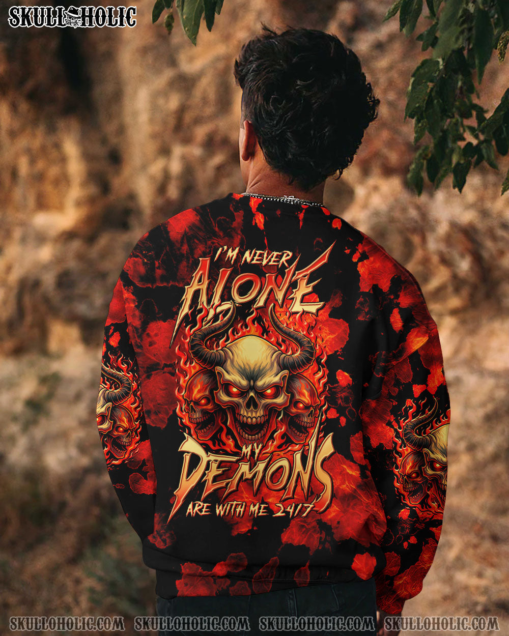 BLISSCORNERS I'M NEVER ALONE MY DEMONS ARE WITH ME 24/7 TIE DYE ALL OVER PRINT