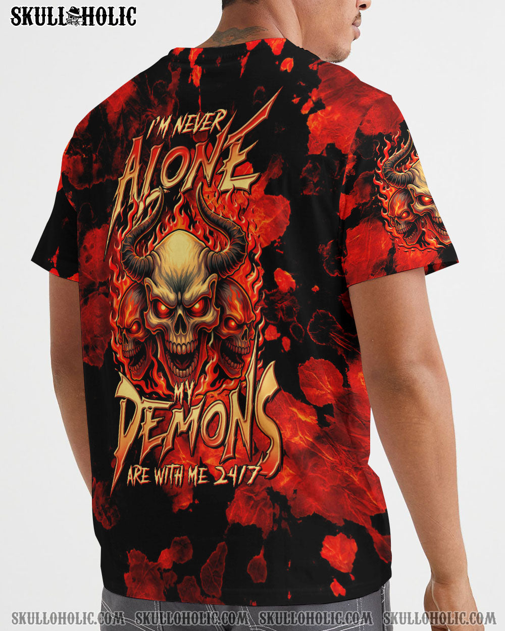 BLISSCORNERS I'M NEVER ALONE MY DEMONS ARE WITH ME 24/7 TIE DYE ALL OVER PRINT