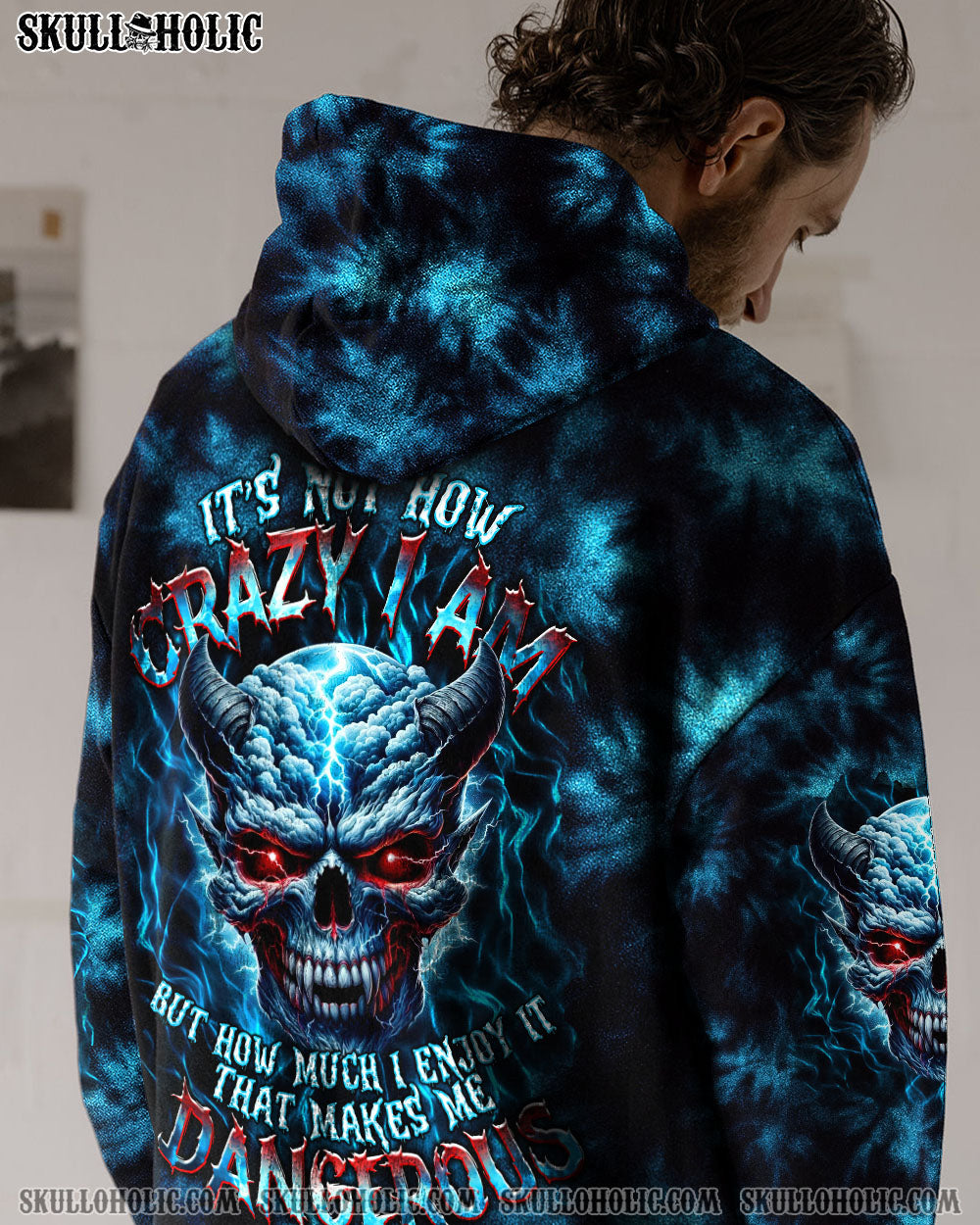 BLISSCORNERS IT'S NOT HOW CRAZY I AM SKULL TIE DYE ALL OVER PRINT