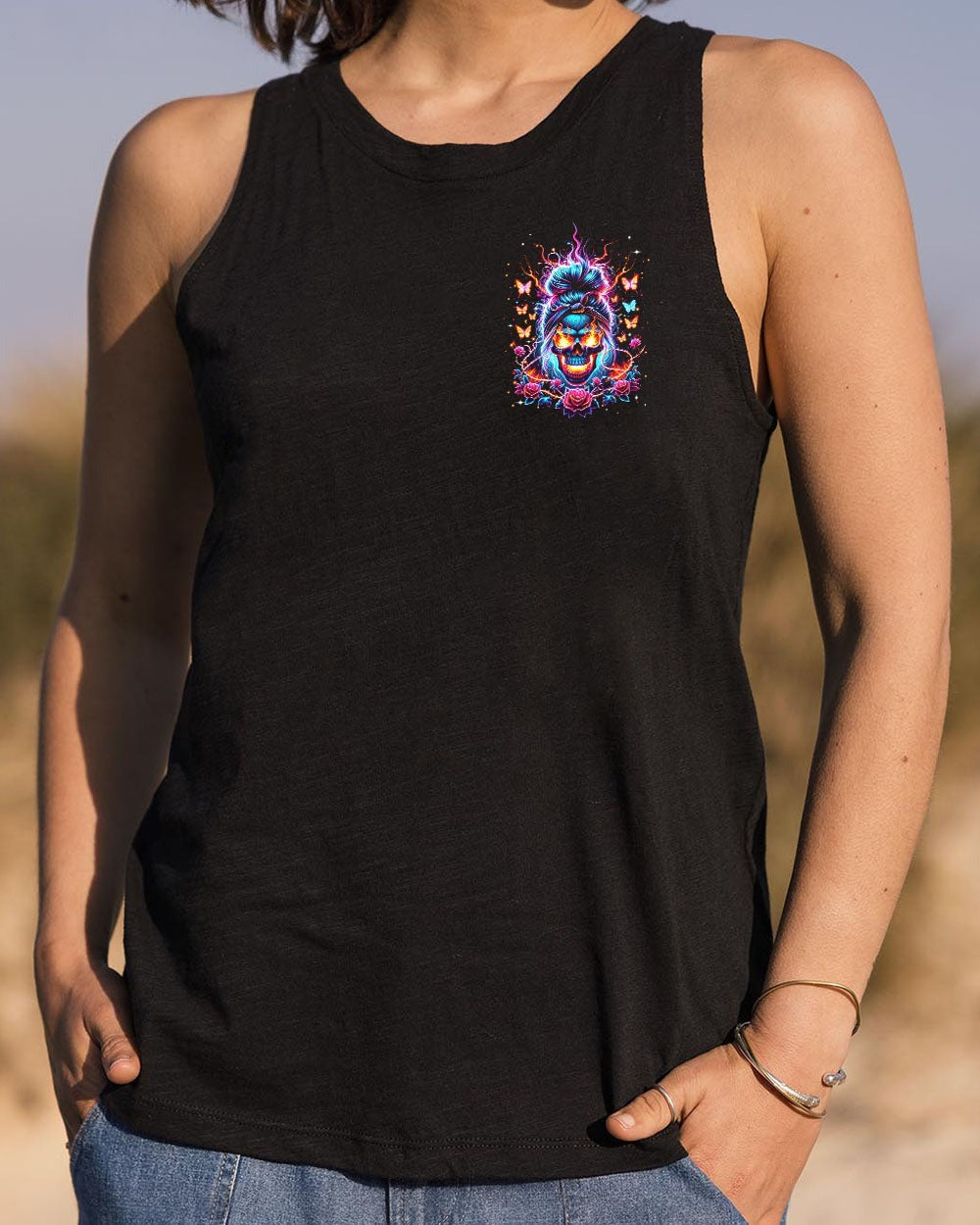 BLISSCORNERS TAKE THIS WITH YOU MESSY BUN SKULL ALL OVER PRINT