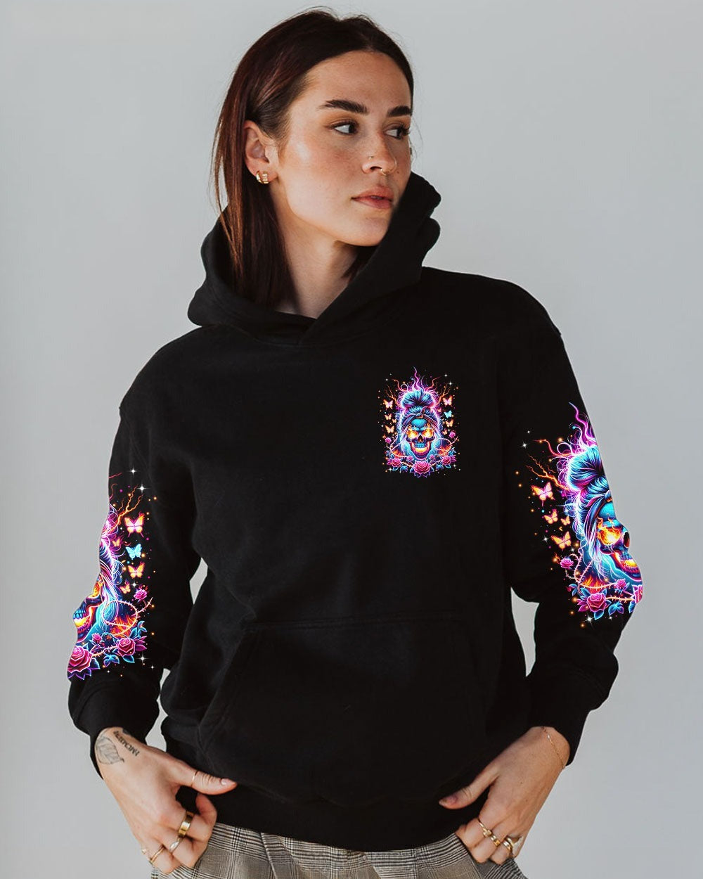 BLISSCORNERS TAKE THIS WITH YOU MESSY BUN SKULL ALL OVER PRINT