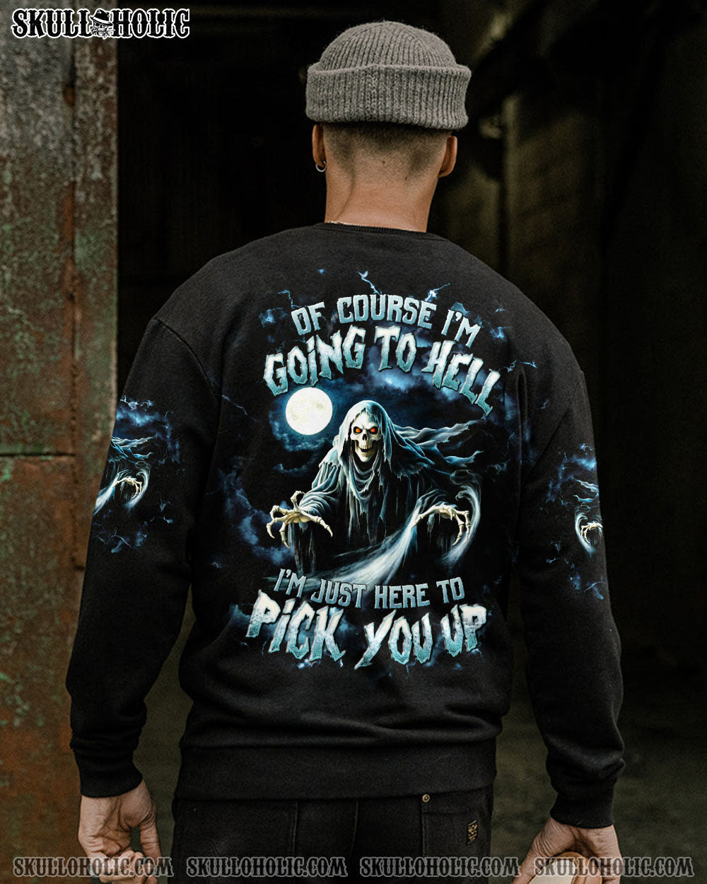 BLISSCORNERS OF COURSE I'M GOING TO HELL SKULL REAPER ALL OVER PRINT
