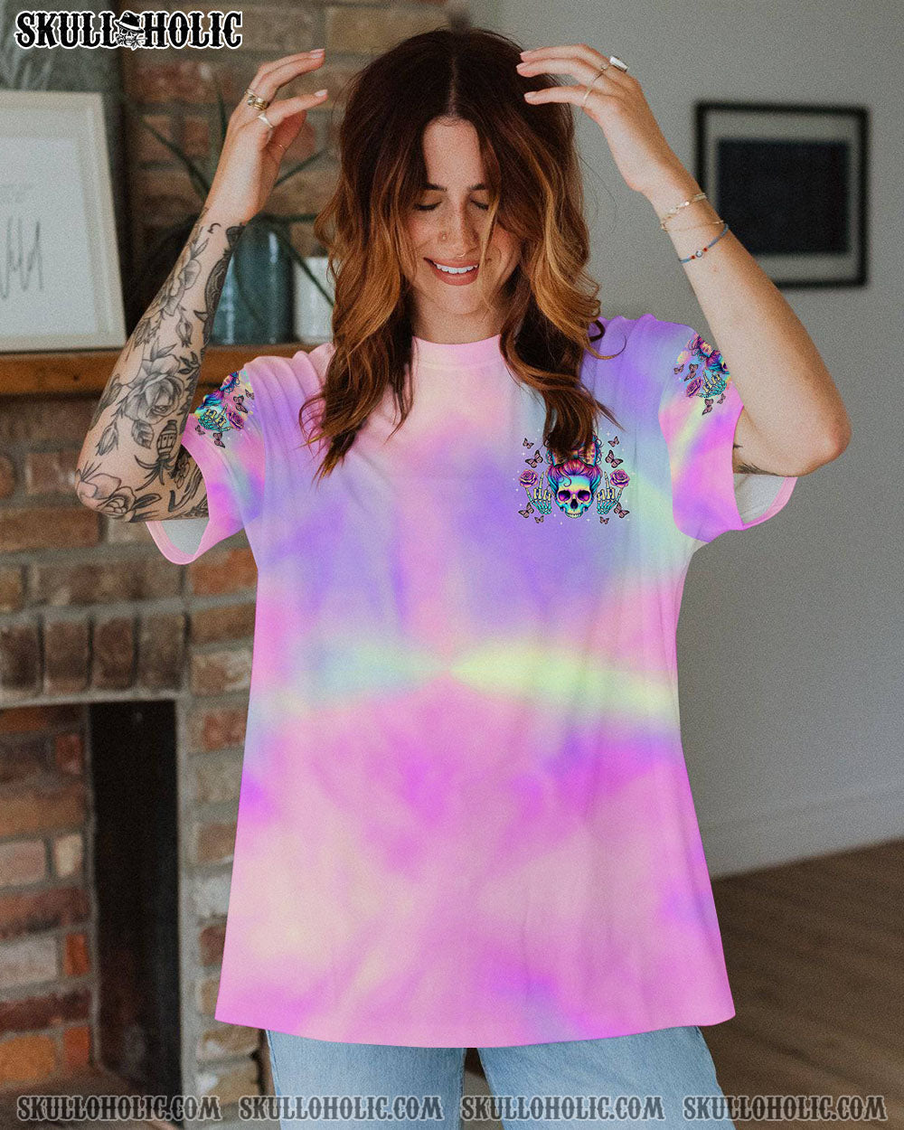 BLISSCORNERS BUT DID YOU DIE MOM LIFE SKULL MESSY BUN ALL OVER PRINT