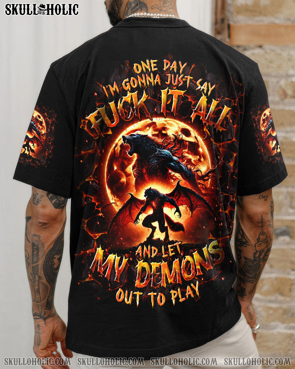 BLISSCORNERS ONE DAY I'M GONNA JUST SAY SKULL WOLF ALL OVER PRINT