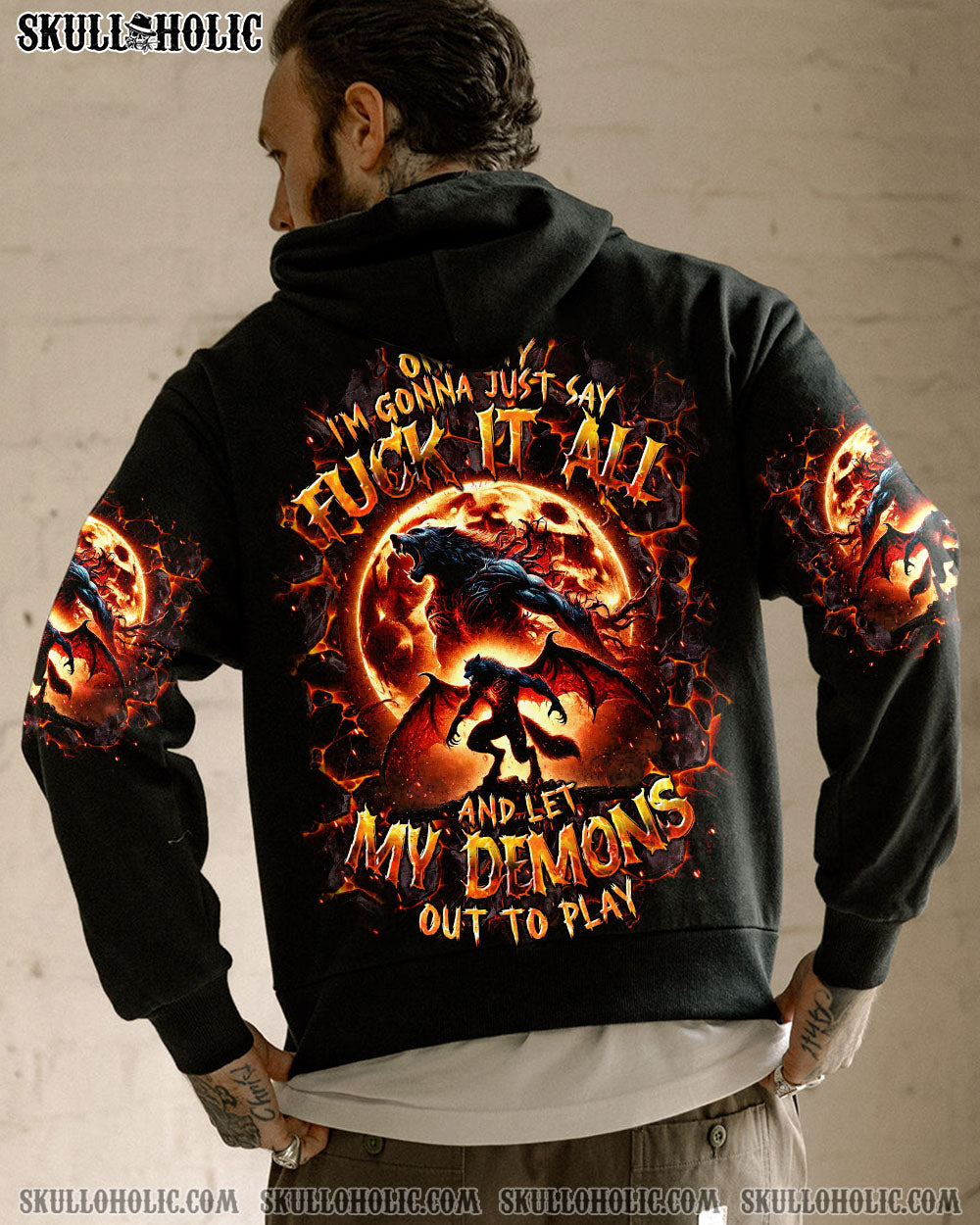 BLISSCORNERS ONE DAY I'M GONNA JUST SAY SKULL WOLF ALL OVER PRINT