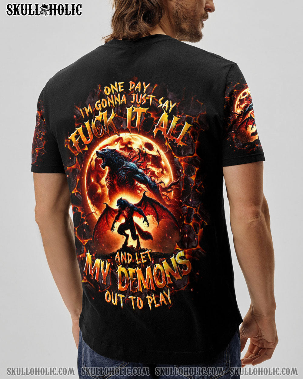 BLISSCORNERS ONE DAY I'M GONNA JUST SAY SKULL WOLF ALL OVER PRINT