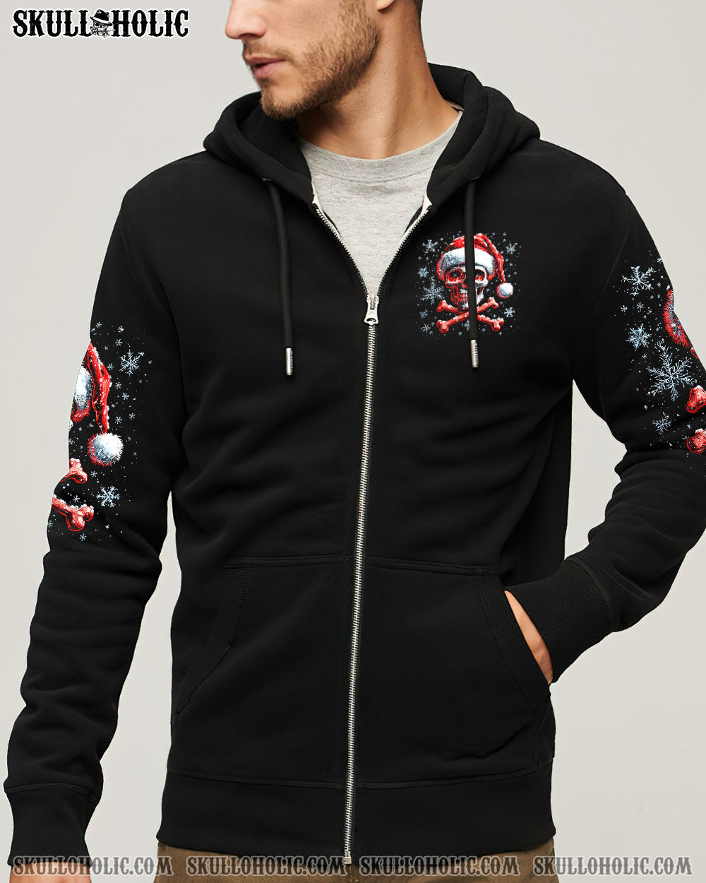 BLISSCORNERS ON THE NAUGHTY LIST SKULL CHRISTMAS ALL OVER PRINT