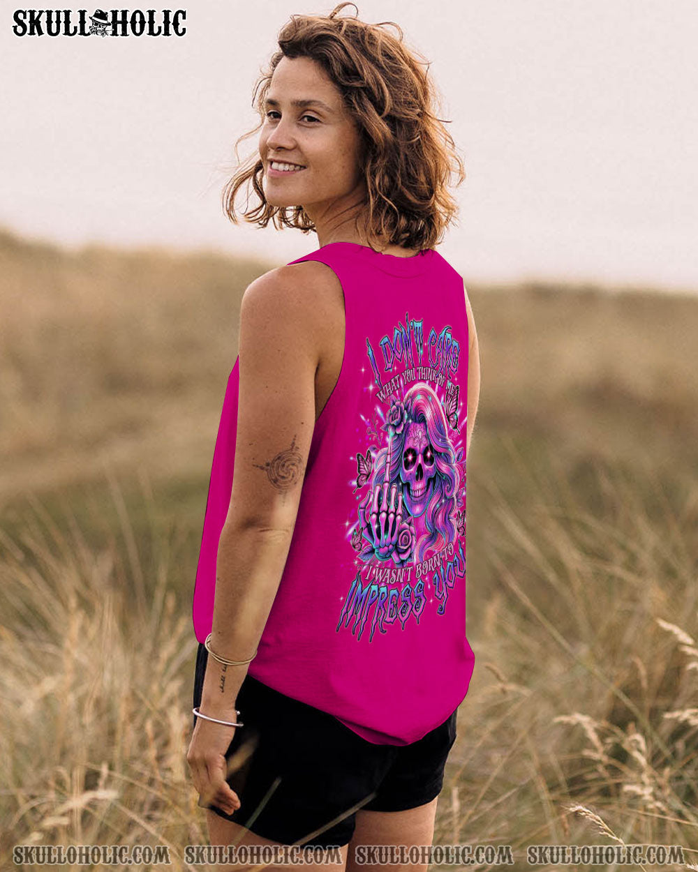 BLISSCORNERS I'M A GOOD PERSON SKULL MESSY BUN TIE DYE ALL OVER PRINT