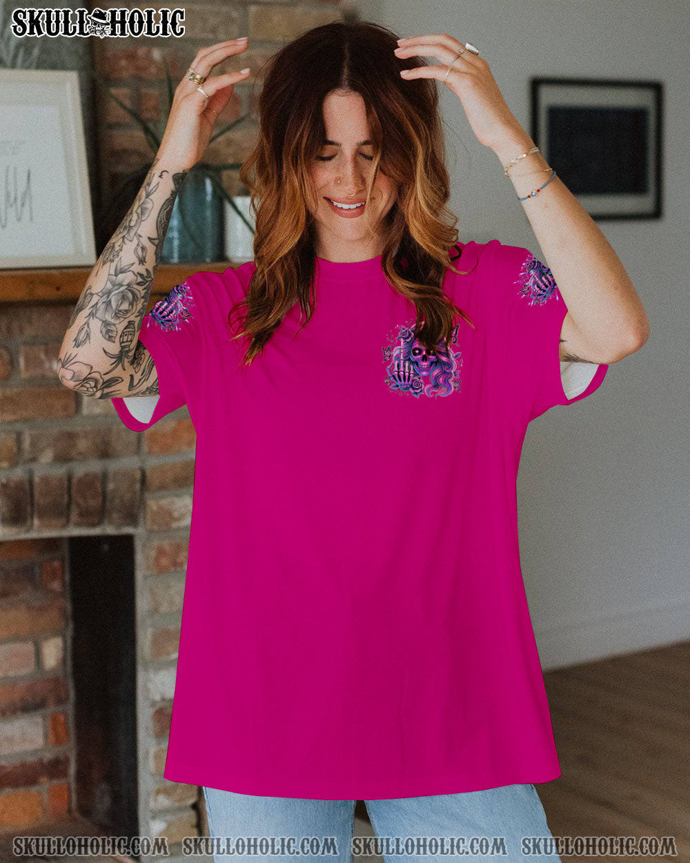 BLISSCORNERS I'M A GOOD PERSON SKULL MESSY BUN TIE DYE ALL OVER PRINT