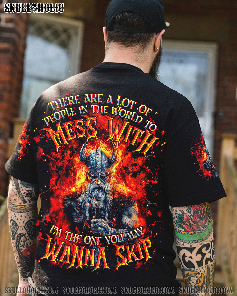 BLISSCORNERS I'M THE ONE YOU MAY WANNA SKIP VIKING SKULL ALL OVER PRINT