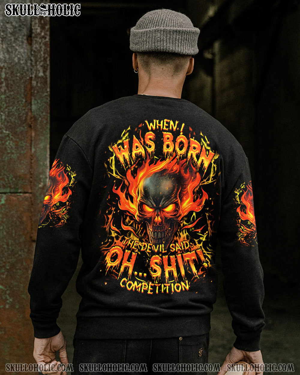 BLISSCORNERS WHEN I WAS BORN FIRE SKULL ALL OVER PRINT