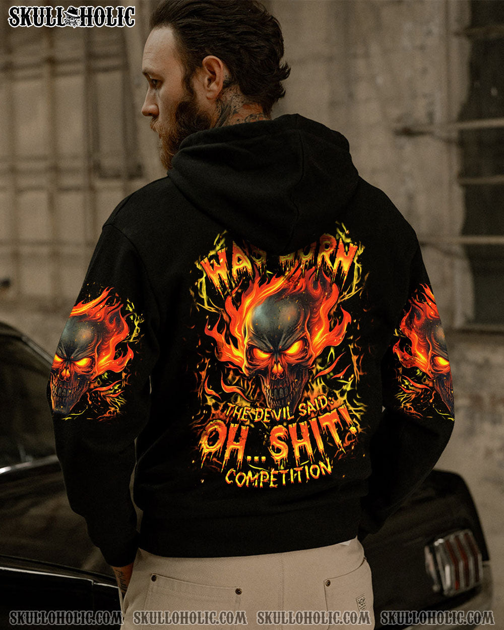 BLISSCORNERS WHEN I WAS BORN FIRE SKULL ALL OVER PRINT