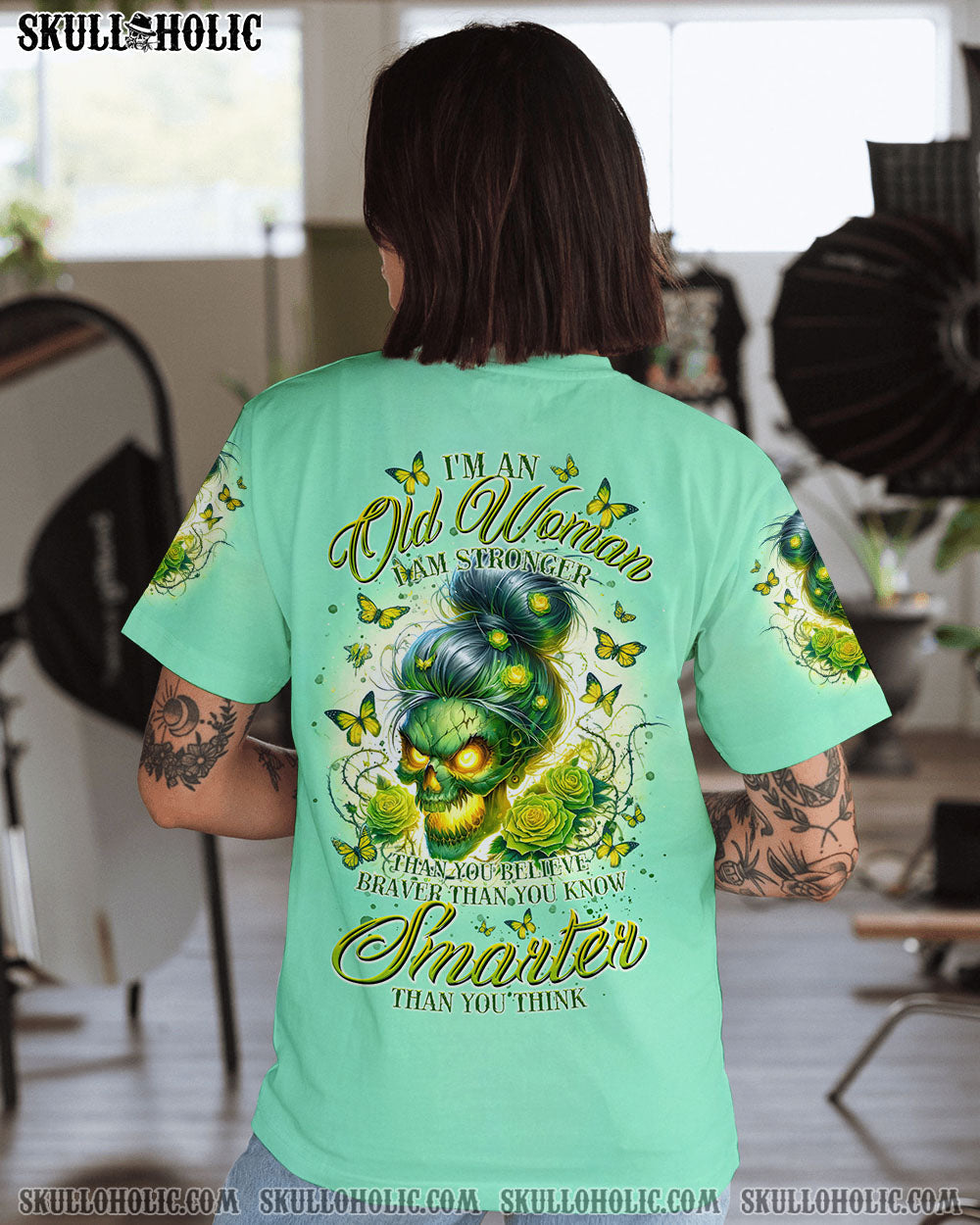 BLISSCORNERS I'M NOT ALWAYS A B SKULL MESSY BUN ROSE ALL OVER PRINT