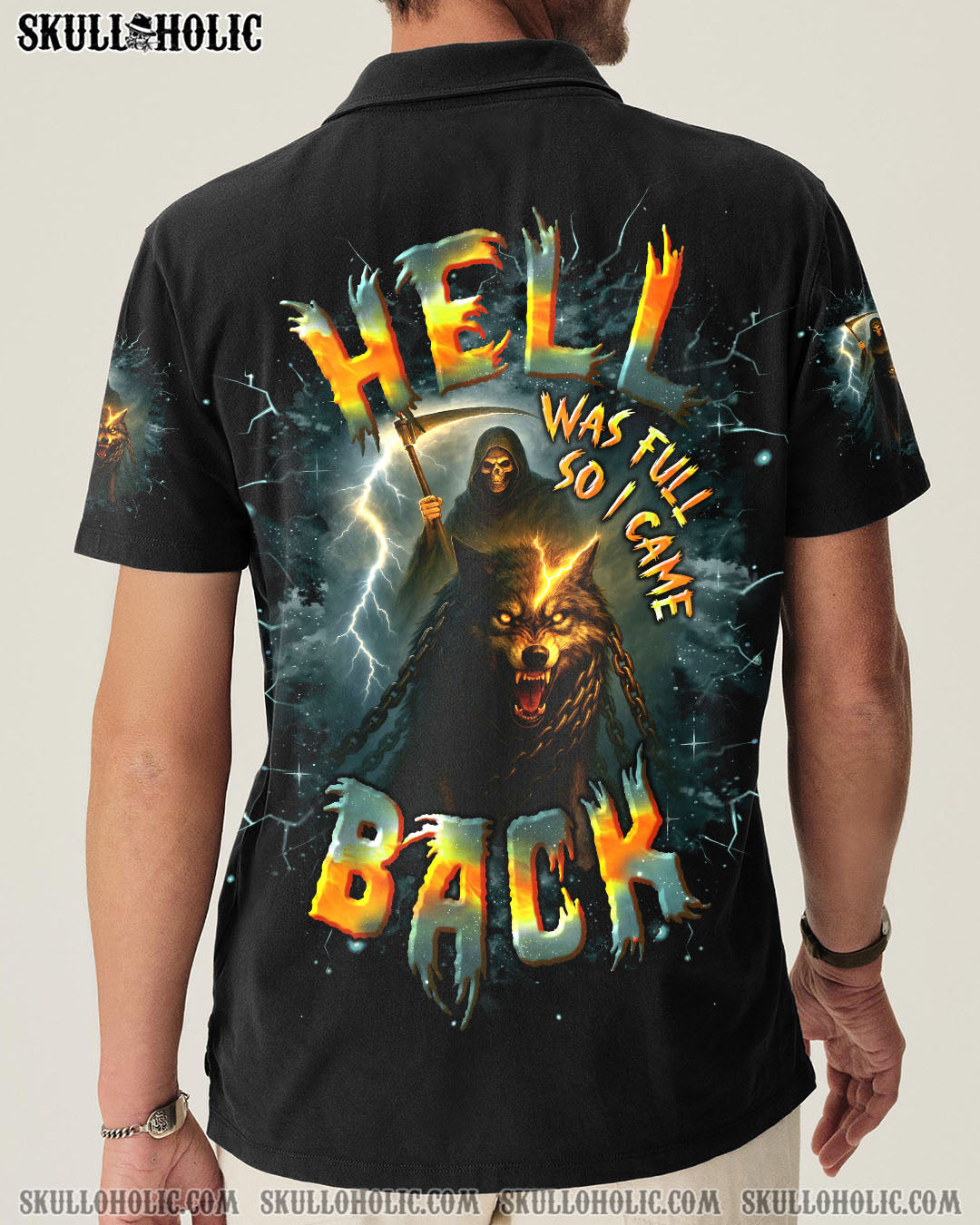 BLISSCORNERS HELL WAS FULL SO I CAME BACK WOLF REAPER SKULL ALL OVER PRINT